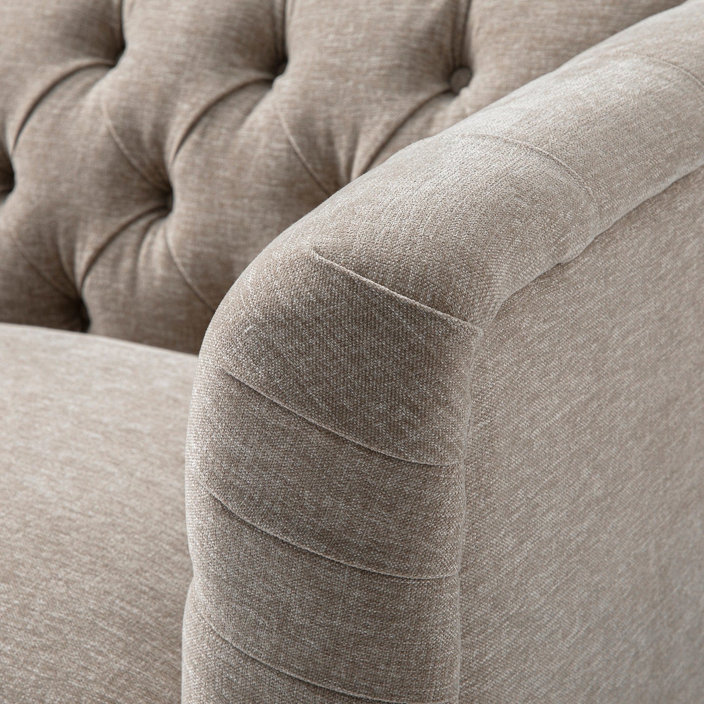 Causeuse Ashby Chesterfield, chenille taupe