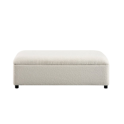 Lit double pliant Magda dans un pouf, beige bouclé