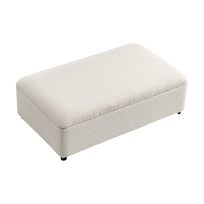 Lit double pliant Magda dans un pouf, beige bouclé