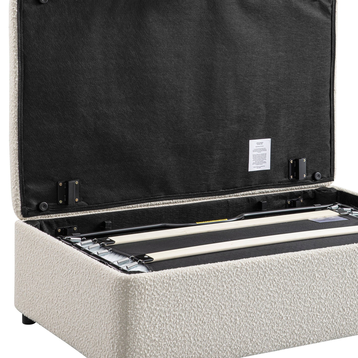 Lit double pliant Magda dans un pouf, beige bouclé