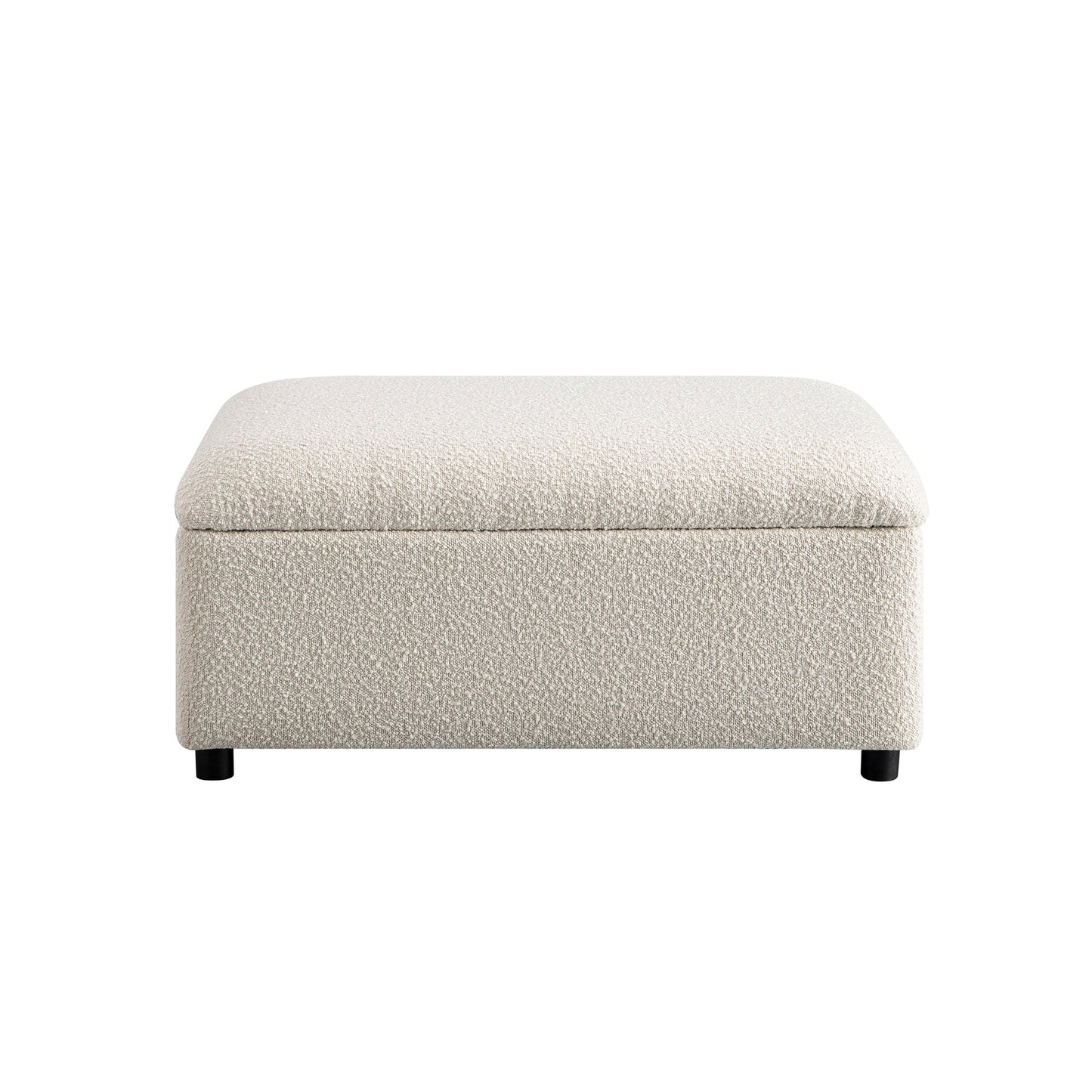 Lit simple pliant Magda dans un pouf, beige bouclé