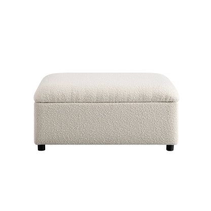 Lit simple pliant Magda dans un pouf, beige bouclé