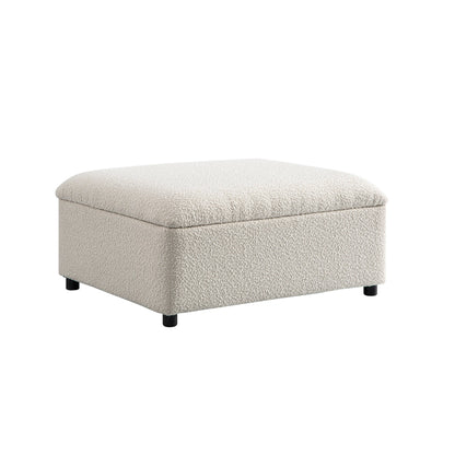 Lit simple pliant Magda dans un pouf, beige bouclé