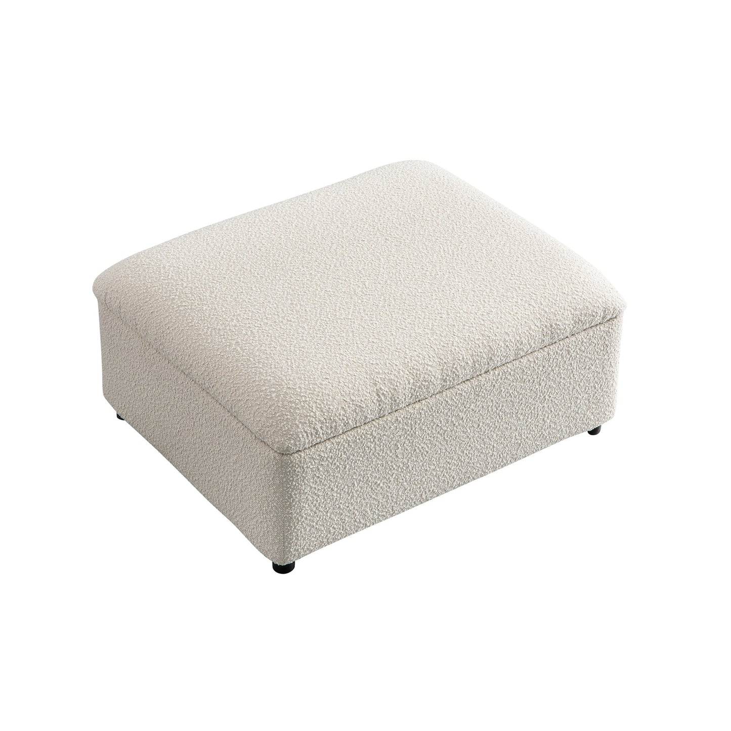 Lit simple pliant Magda dans un pouf, beige bouclé