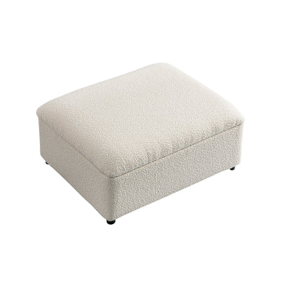 Lit simple pliant Magda dans un pouf, beige bouclé
