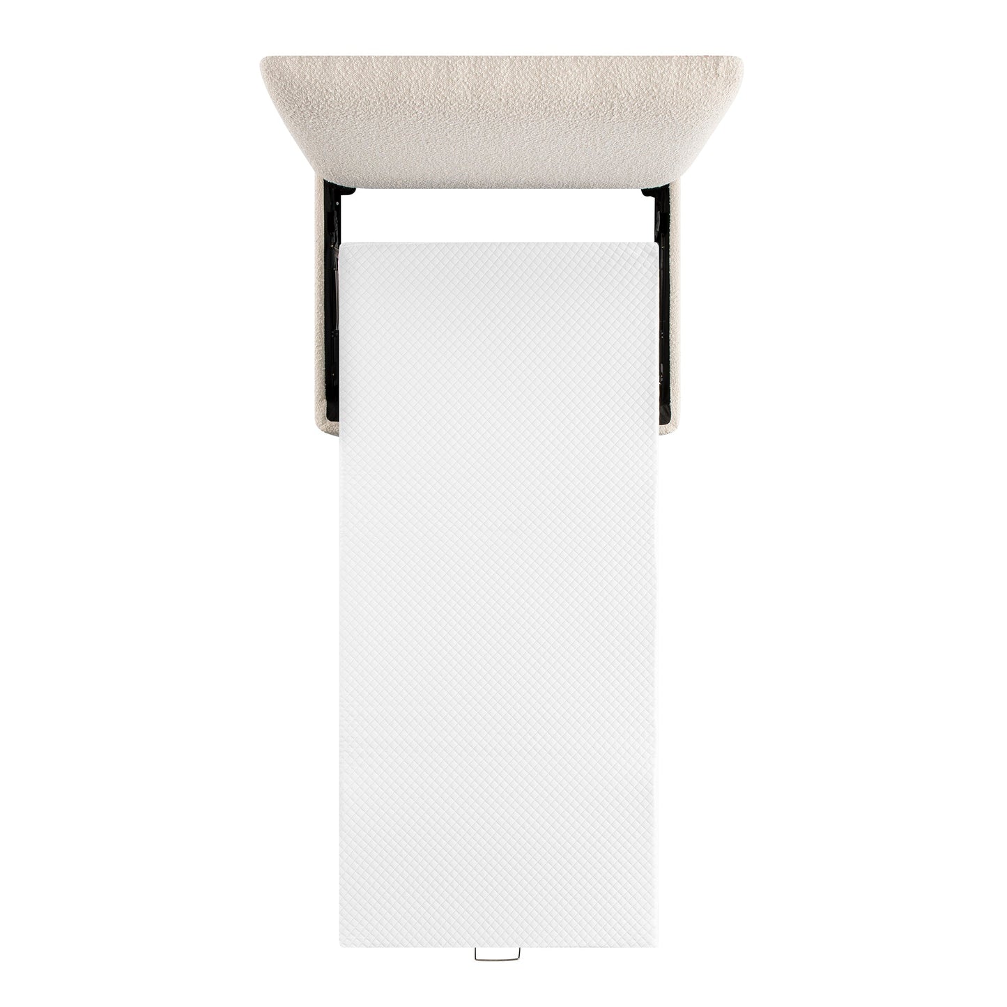 Lit simple pliant Magda dans un pouf, beige bouclé