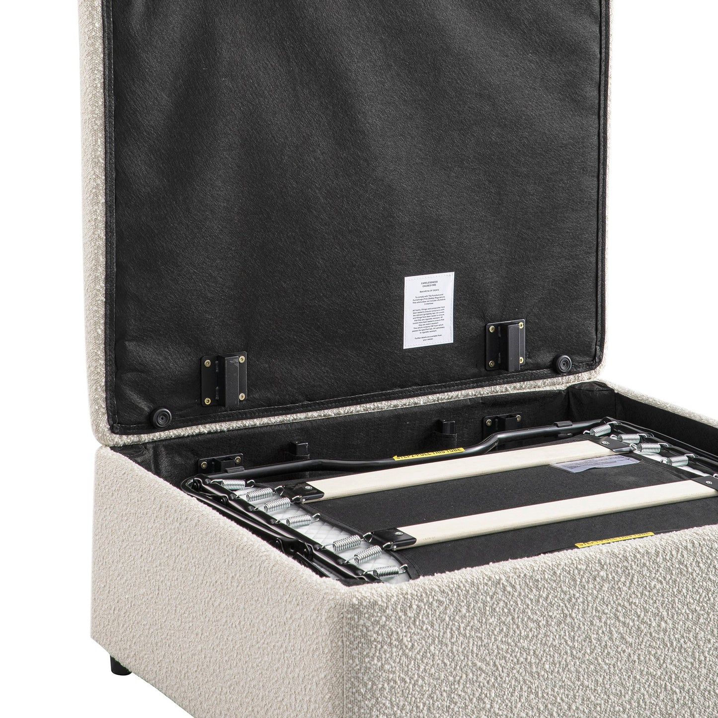 Lit simple pliant Magda dans un pouf, beige bouclé