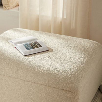 Lit simple pliant Magda dans un pouf, beige bouclé