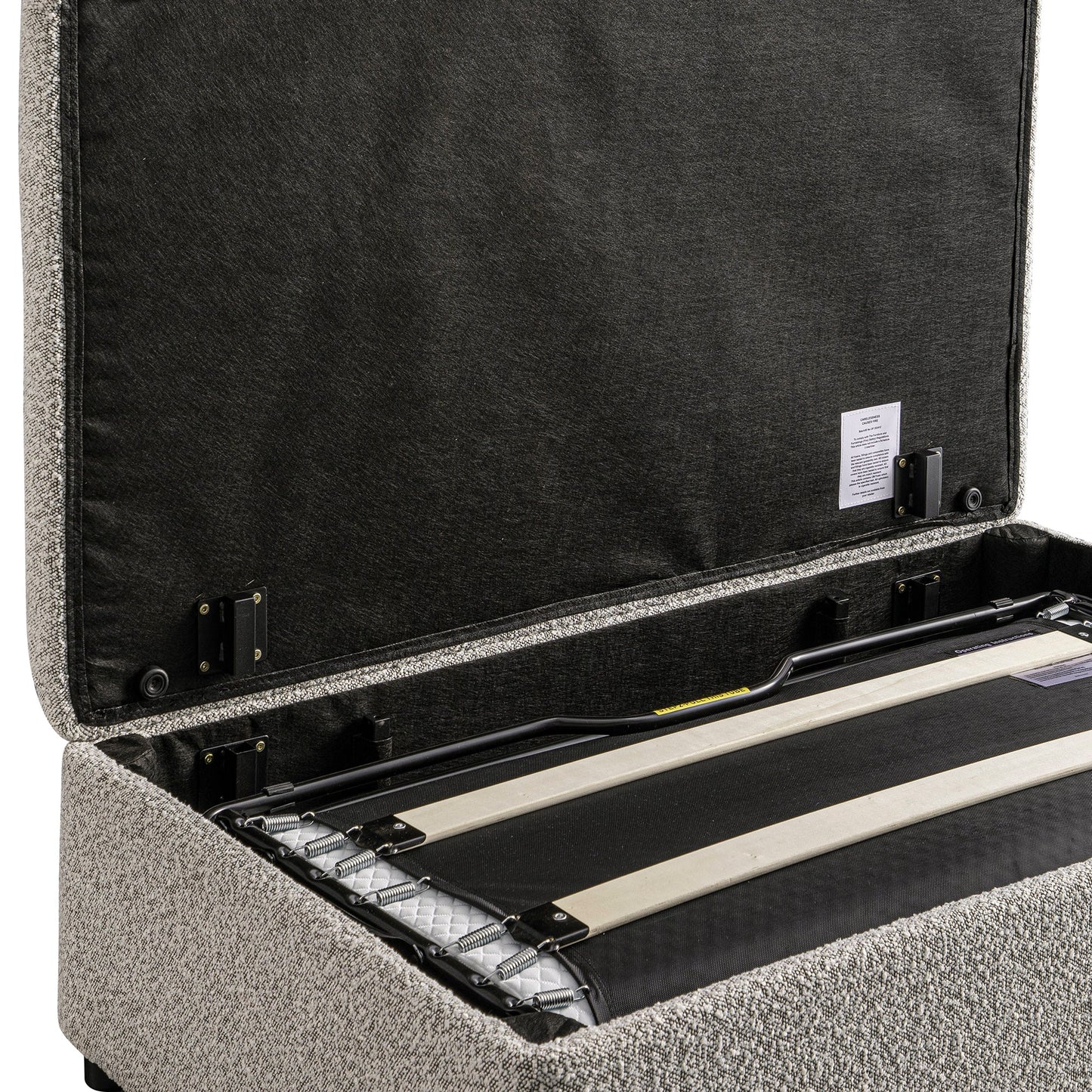 Lit double pliant Magda dans un pouf, gris brume bouclé