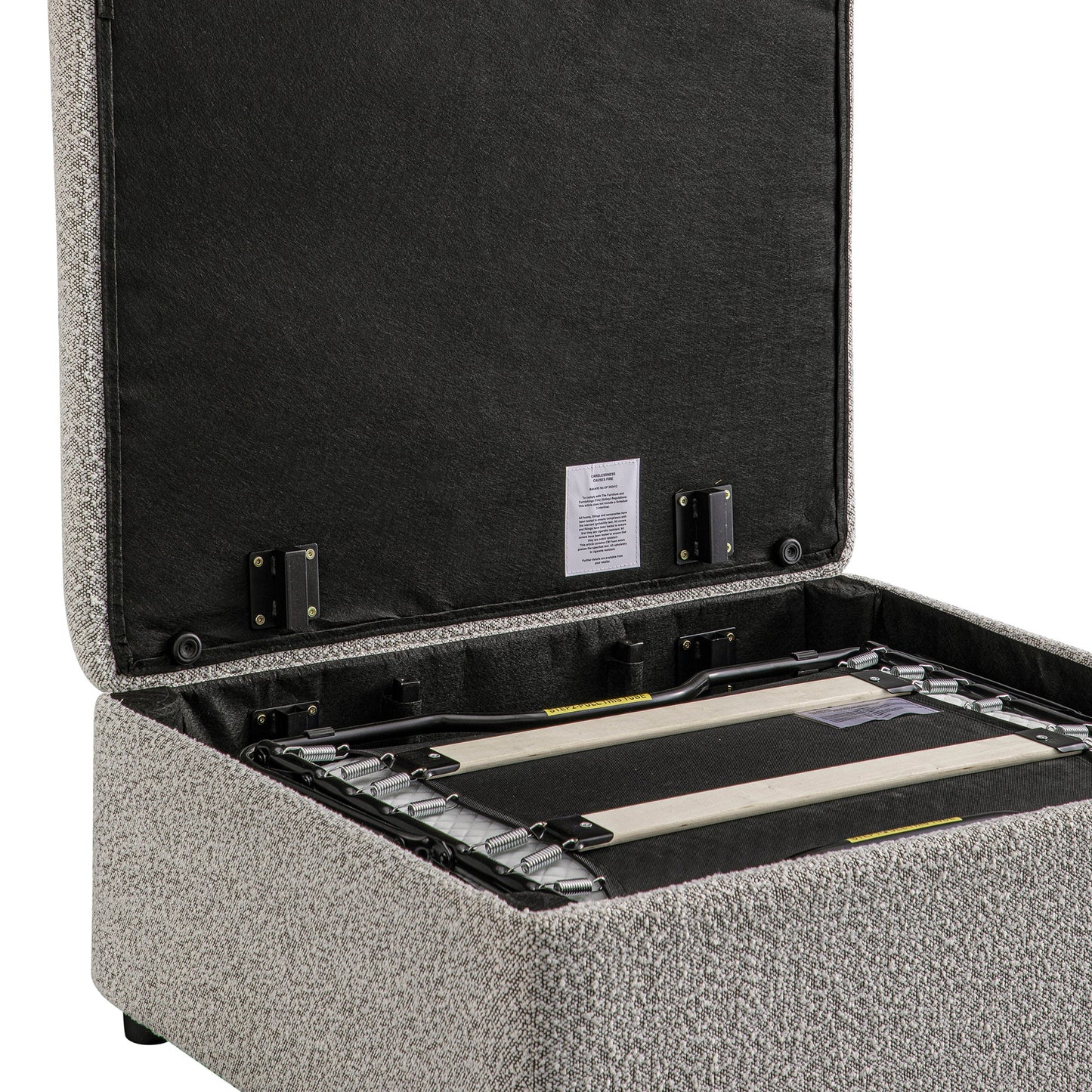 Lit simple pliant Magda dans un pouf, boucle gris brume