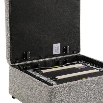 Lit simple pliant Magda dans un pouf, boucle gris brume