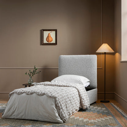 Lit simple pliant Magda dans un pouf, boucle gris brume