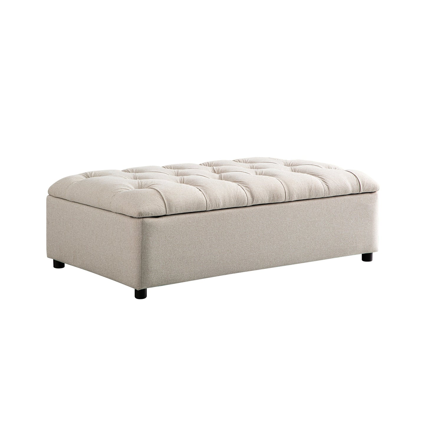 Petit lit double rabattable Portland avec boutons, ottoman, tissu tissé beige