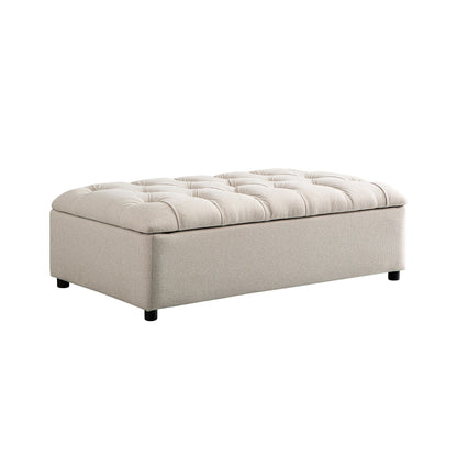 Petit lit double rabattable Portland avec boutons, ottoman, tissu tissé beige