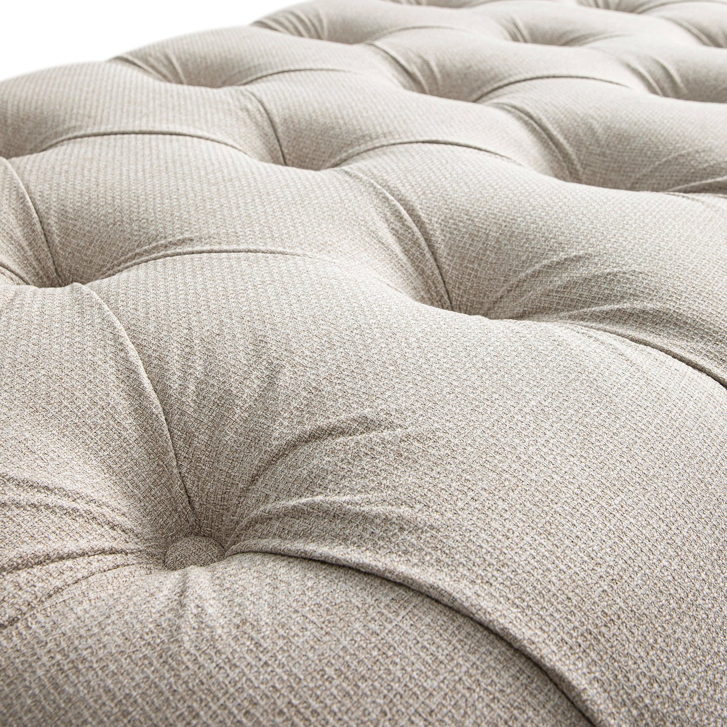 Petit lit double rabattable Portland avec boutons, ottoman, tissu tissé beige