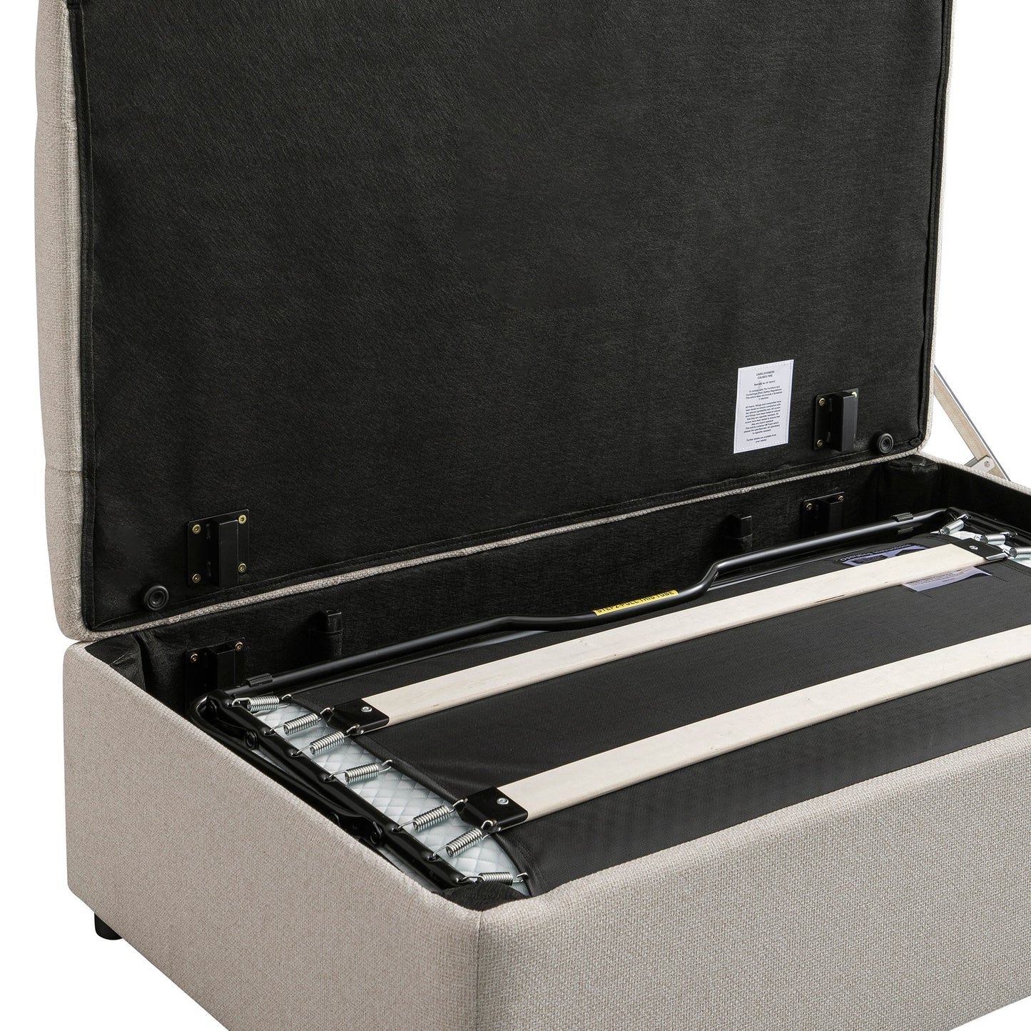 Petit lit double rabattable Portland avec boutons, ottoman, tissu tissé beige