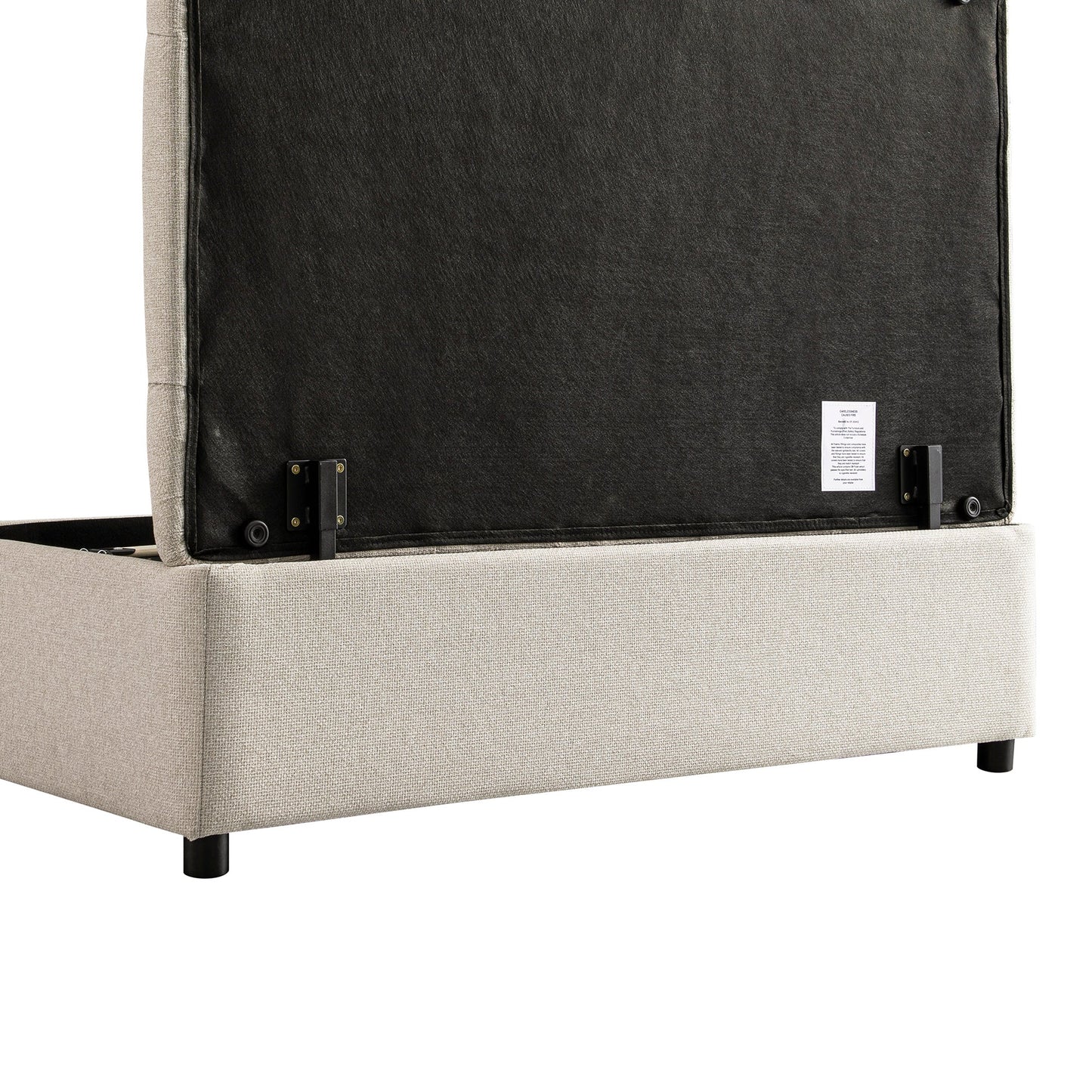 Petit lit double rabattable Portland avec boutons, ottoman, tissu tissé beige