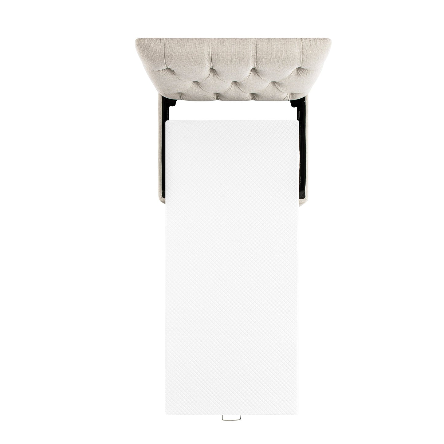 Lit simple rabattable Portland à boutons, en tissu tissé beige