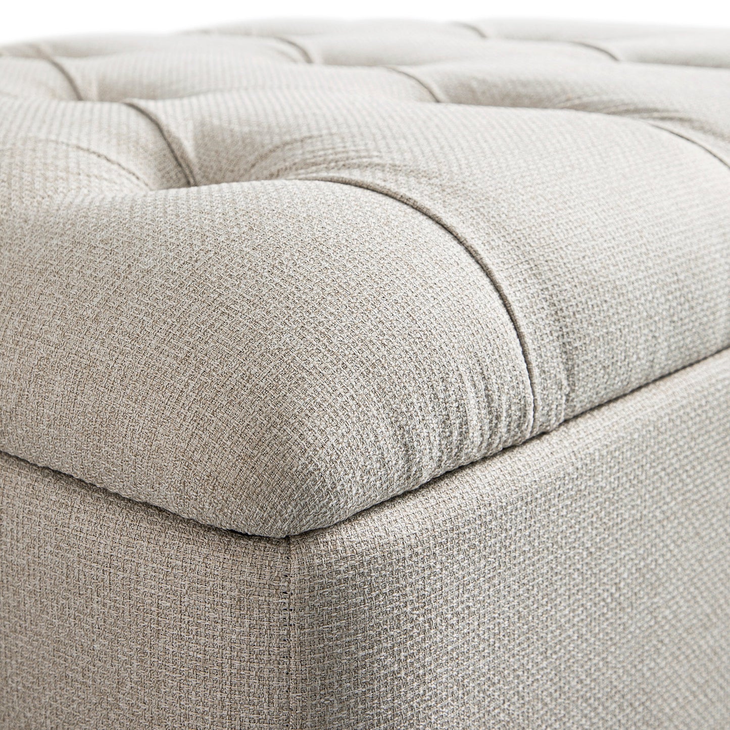 Lit simple rabattable Portland à boutons, en tissu tissé beige