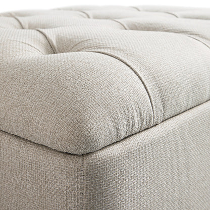 Lit simple rabattable Portland à boutons, en tissu tissé beige