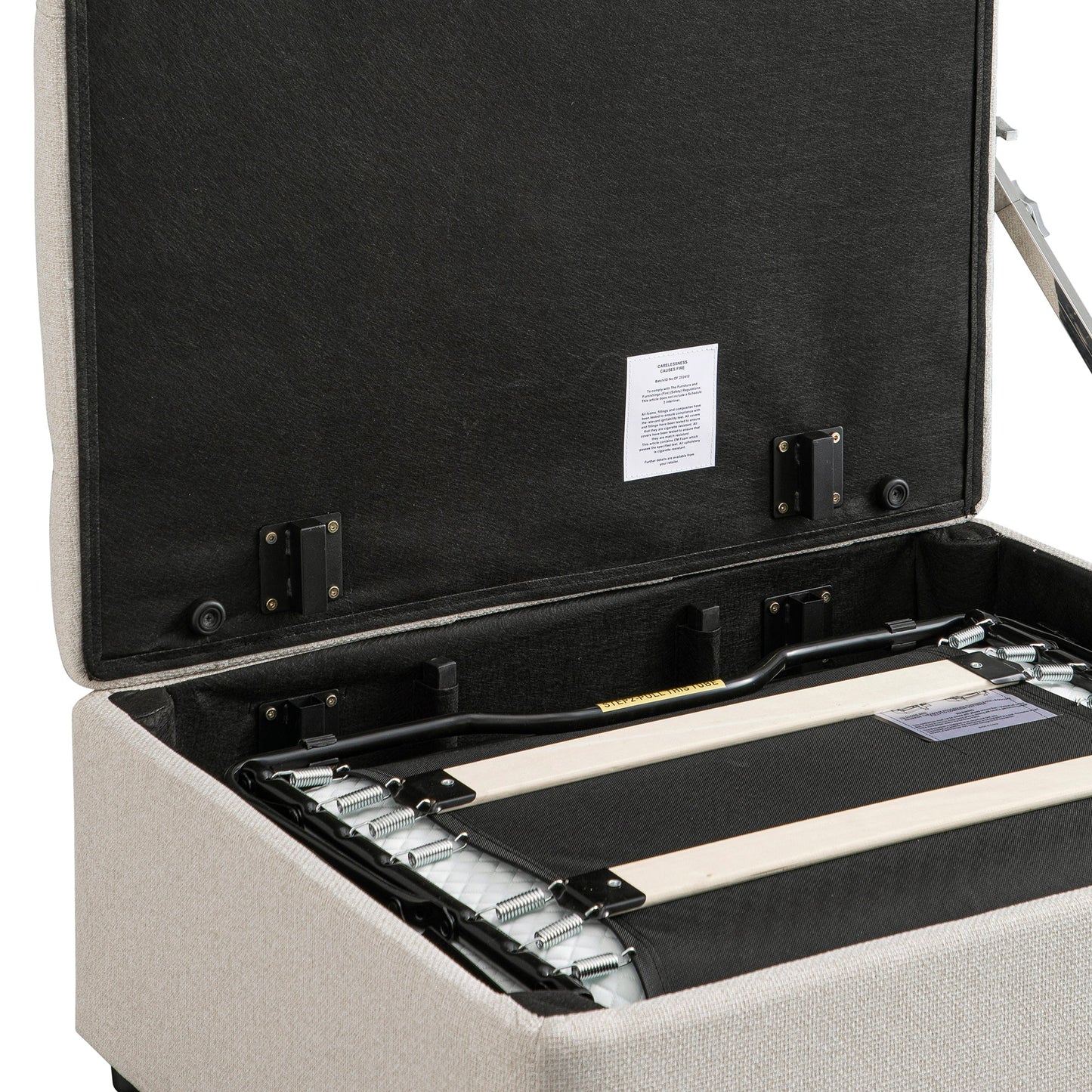 Lit simple rabattable Portland à boutons, en tissu tissé beige