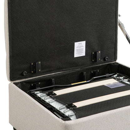 Lit simple rabattable Portland à boutons, en tissu tissé beige