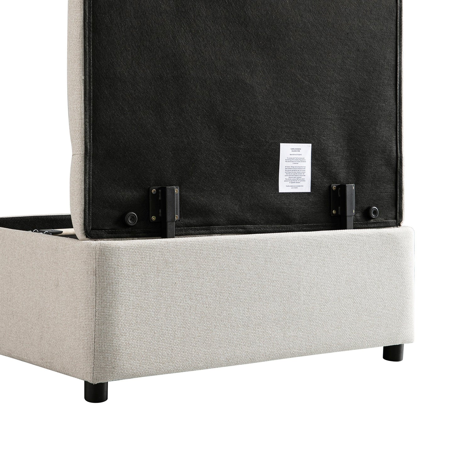 Lit simple rabattable Portland à boutons, en tissu tissé beige