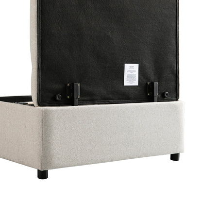 Lit simple rabattable Portland à boutons, en tissu tissé beige