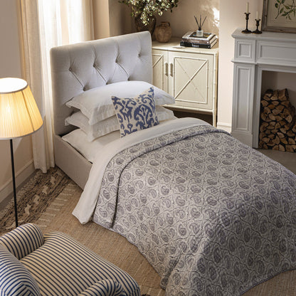 Lit simple rabattable Portland à boutons, en tissu tissé beige