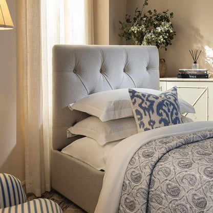 Lit simple rabattable Portland à boutons, en tissu tissé beige