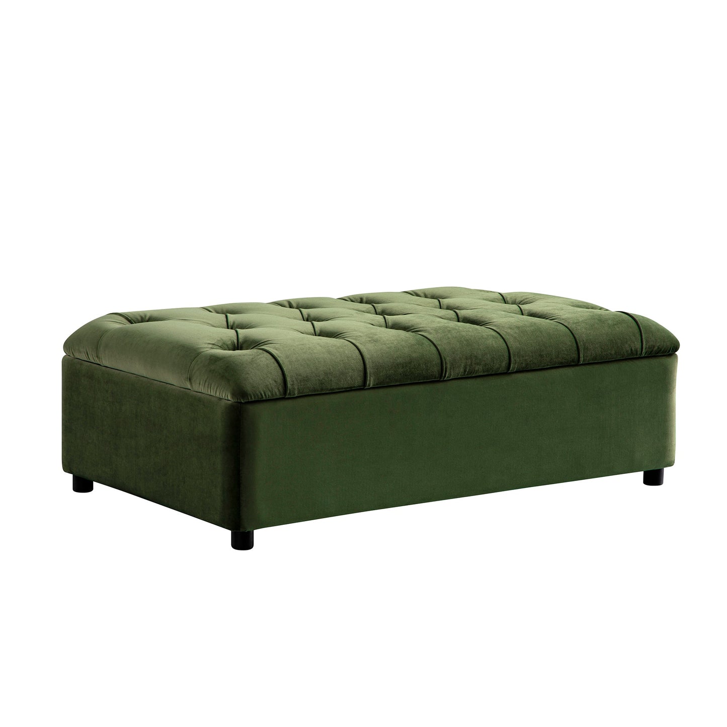 Petit lit double rabattable Portland avec boutons, ottoman, velours vert mousse