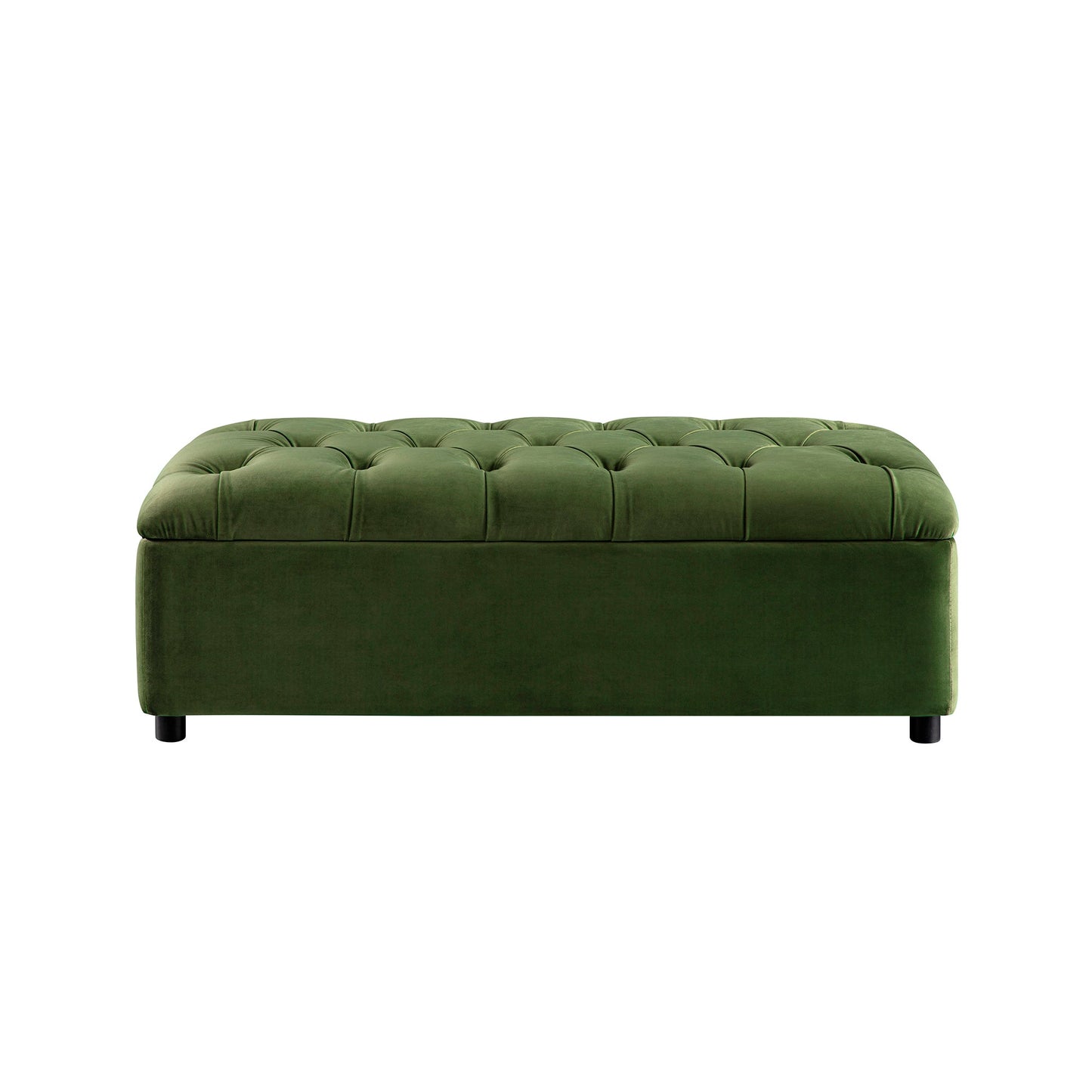 Petit lit double rabattable Portland avec boutons, ottoman, velours vert mousse