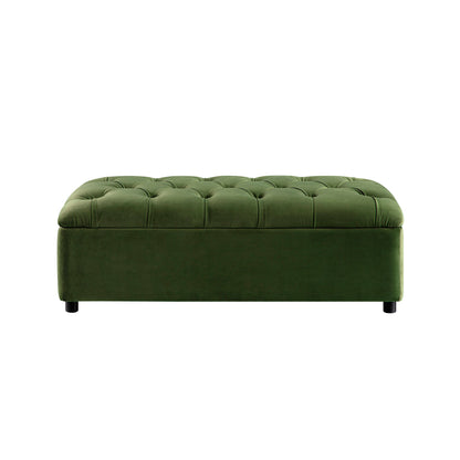 Petit lit double rabattable Portland avec boutons, ottoman, velours vert mousse