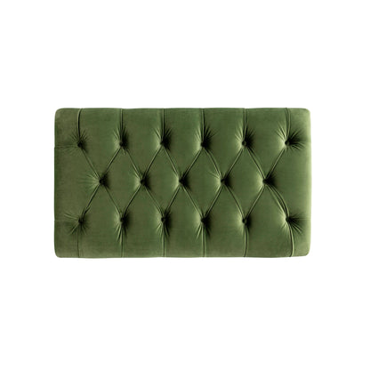 Petit lit double rabattable Portland avec boutons, ottoman, velours vert mousse