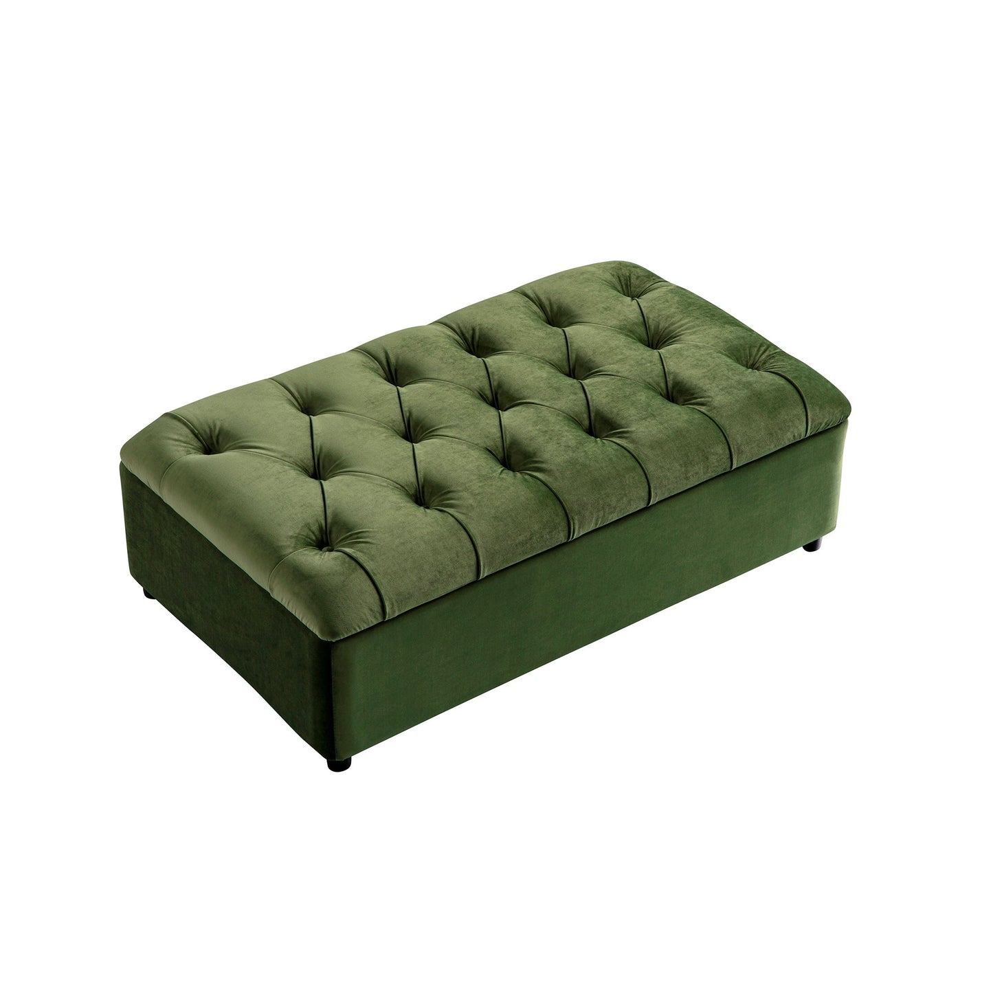 Petit lit double rabattable Portland avec boutons, ottoman, velours vert mousse