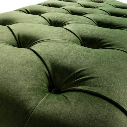 Petit lit double rabattable Portland avec boutons, ottoman, velours vert mousse