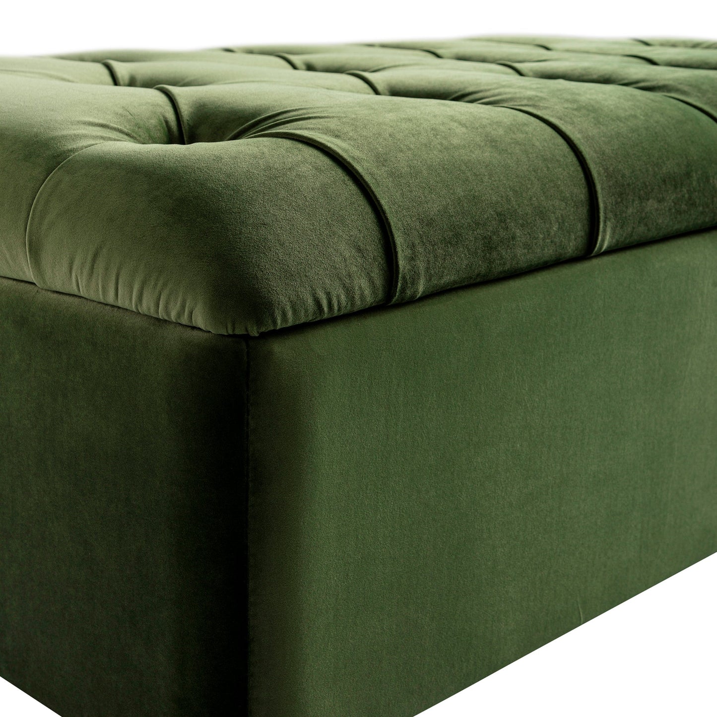 Petit lit double rabattable Portland avec boutons, ottoman, velours vert mousse