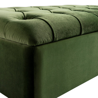 Petit lit double rabattable Portland avec boutons, ottoman, velours vert mousse