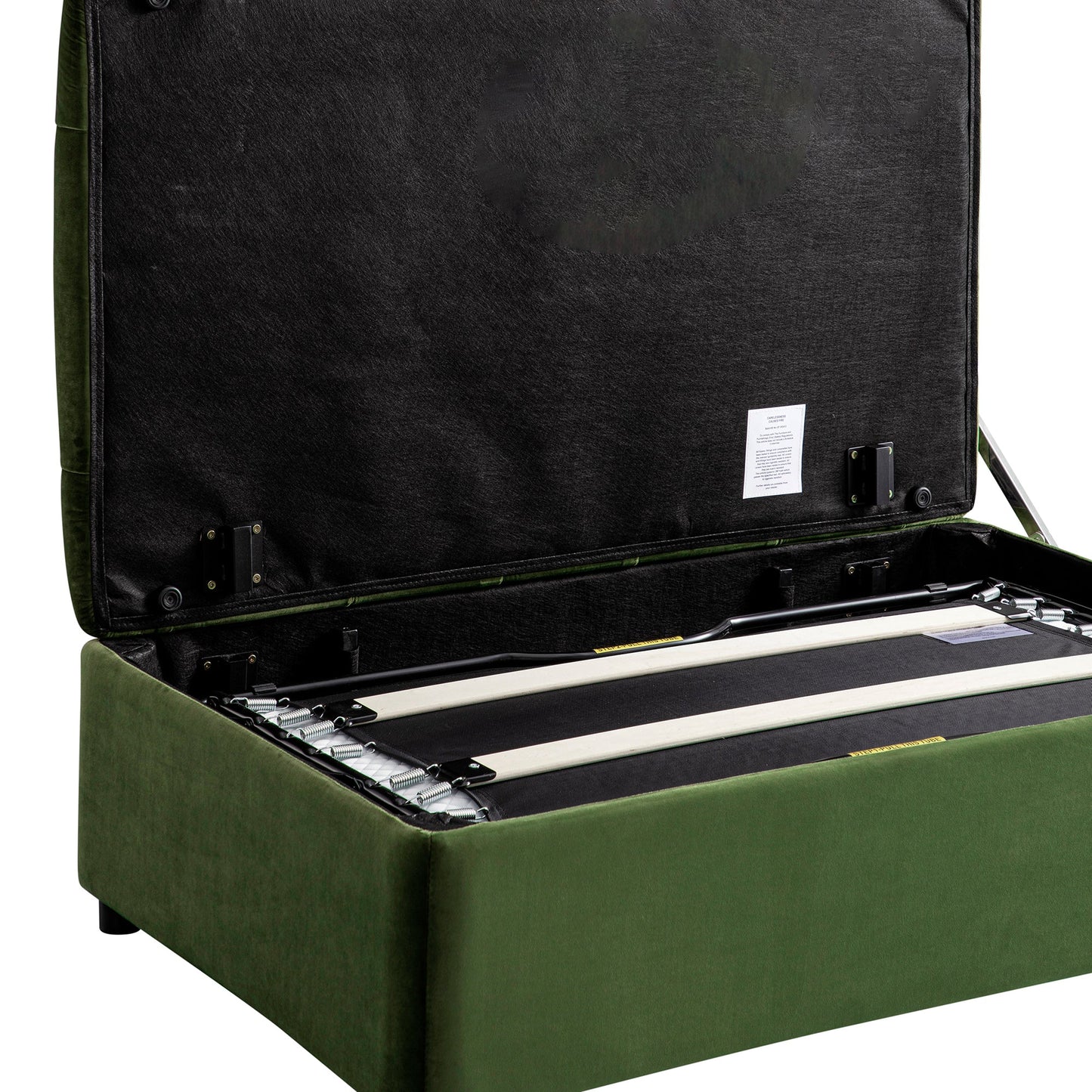 Petit lit double rabattable Portland avec boutons, ottoman, velours vert mousse