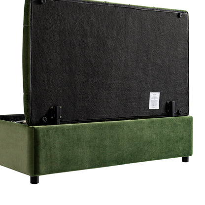 Petit lit double rabattable Portland avec boutons, ottoman, velours vert mousse