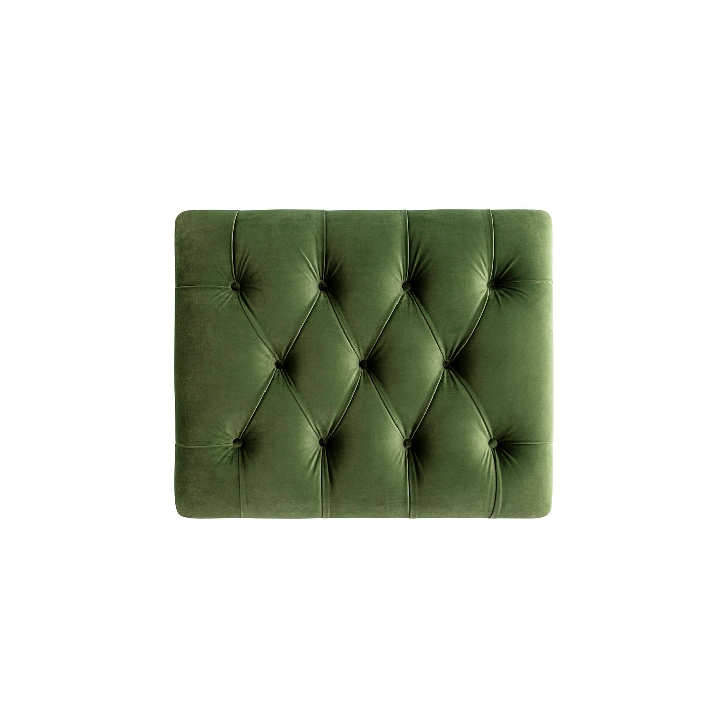 Lit simple rabattable Portland à boutons, ottoman, velours vert mousse