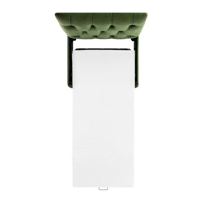 Lit simple rabattable Portland à boutons, ottoman, velours vert mousse