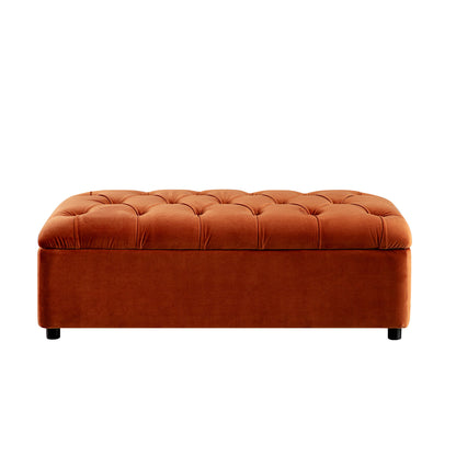 Petit lit double rabattable Portland avec boutons, ottoman, velours rouille