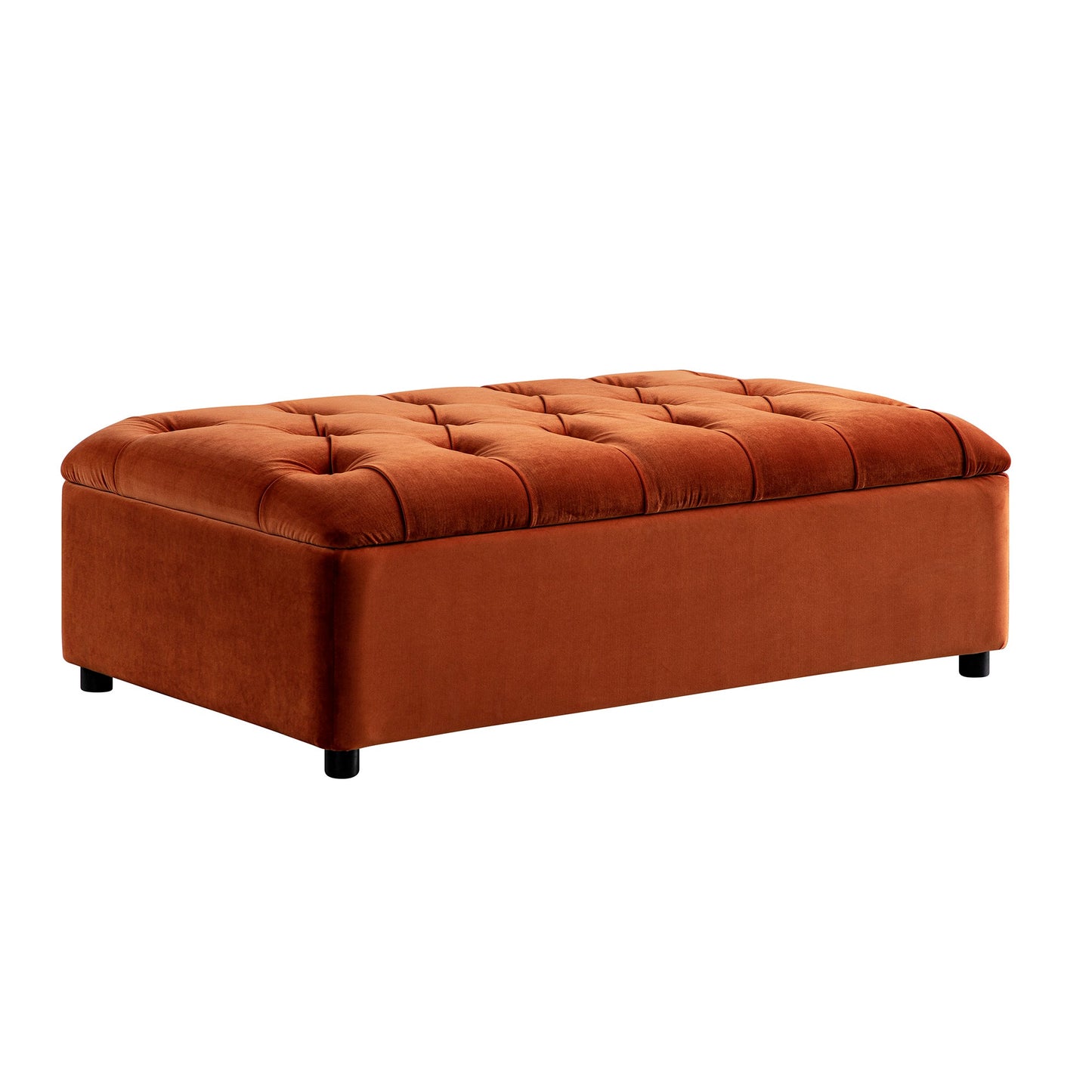 Petit lit double rabattable Portland avec boutons, ottoman, velours rouille