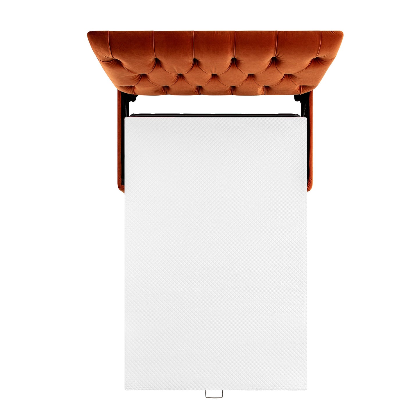 Petit lit double rabattable Portland avec boutons, ottoman, velours rouille