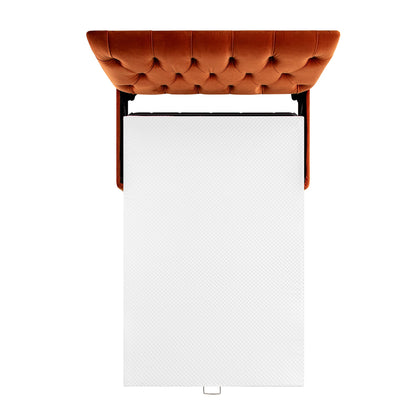 Petit lit double rabattable Portland avec boutons, ottoman, velours rouille