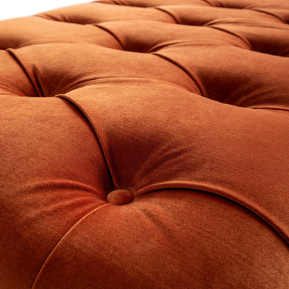 Petit lit double rabattable Portland avec boutons, ottoman, velours rouille