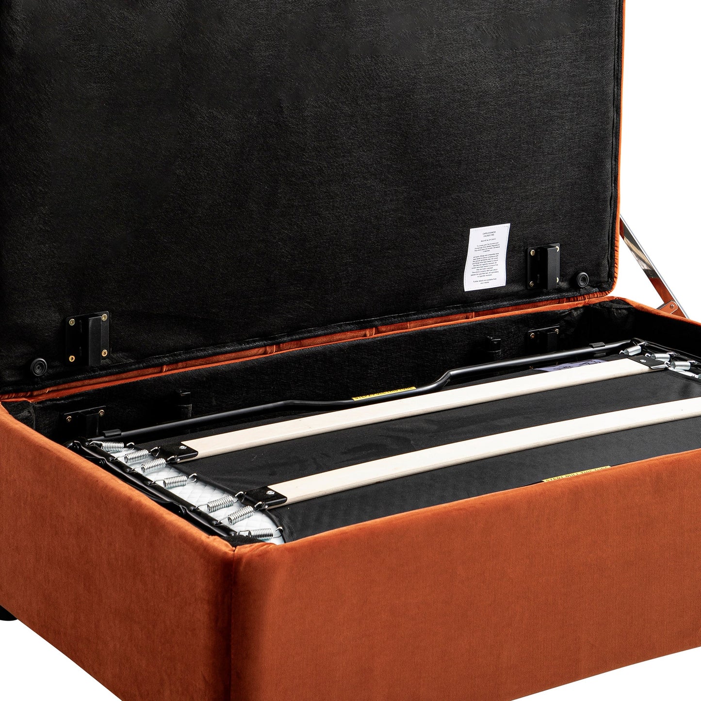 Petit lit double rabattable Portland avec boutons, ottoman, velours rouille