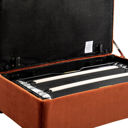 Petit lit double rabattable Portland avec boutons, ottoman, velours rouille