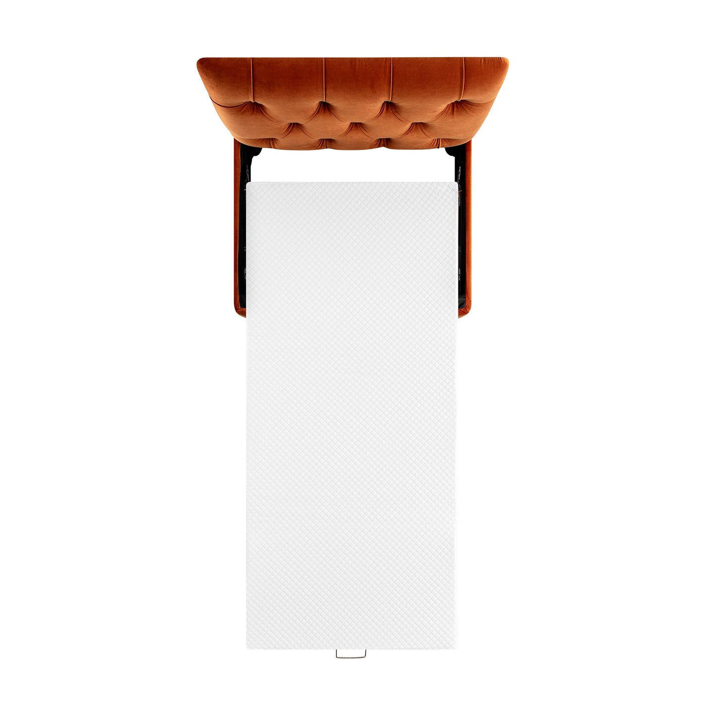 Lit pliant simple Portland à boutons en velours rouille